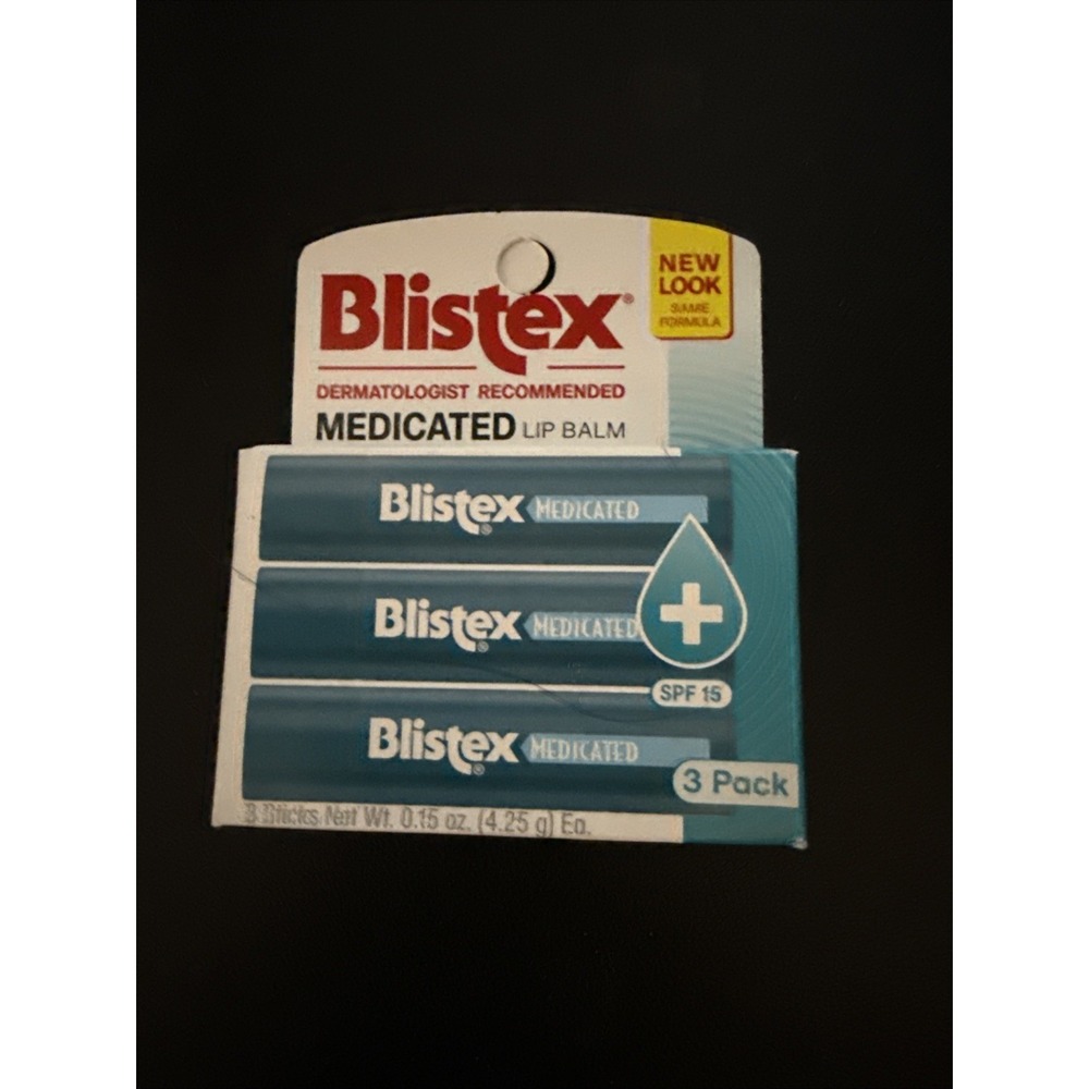 Blistex Medicated Lip Balm, 0.15 Ounce, 3 Count (Pack of 1) No Color  Exp 2027